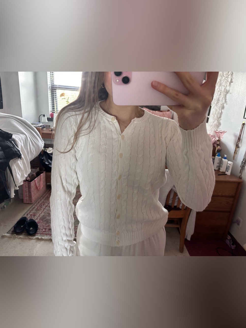Brandy Melville white button-down sweater